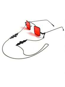 1 pièce Chaîne de lunettes de chat noire Y2K pour femmes et hommes avec lunettes de soleil, accessoire de photo pour Halloween et carnaval, cadeau