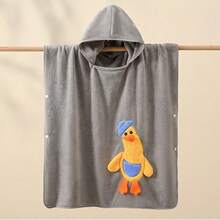 Mini Cartoon Design Cute Wearable Hooded Bath Towel Robe, Quick Dry Coral Fleece Bathrobe With Hood, Soft And Absorbent - Multicolor - View 6