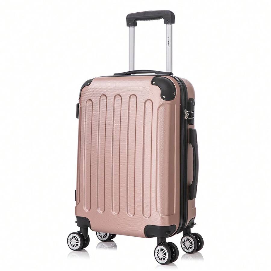 ABS Cabin Suitcase 55x40x20cm (40L) - Small Trolley Hand Luggage - 4 Double 360° Spinner Wheels - Hand Luggage | Heavy Duty | Durable | With Telescopic Handle | Ideal For Business Travel & Vacation | For Men & Women - Yellow/Navy/Black/Silver/Red/Pink/Rose Gold/Turquoise/Mint/Purple/Green - 乾枯玫瑰色 - 查看 1