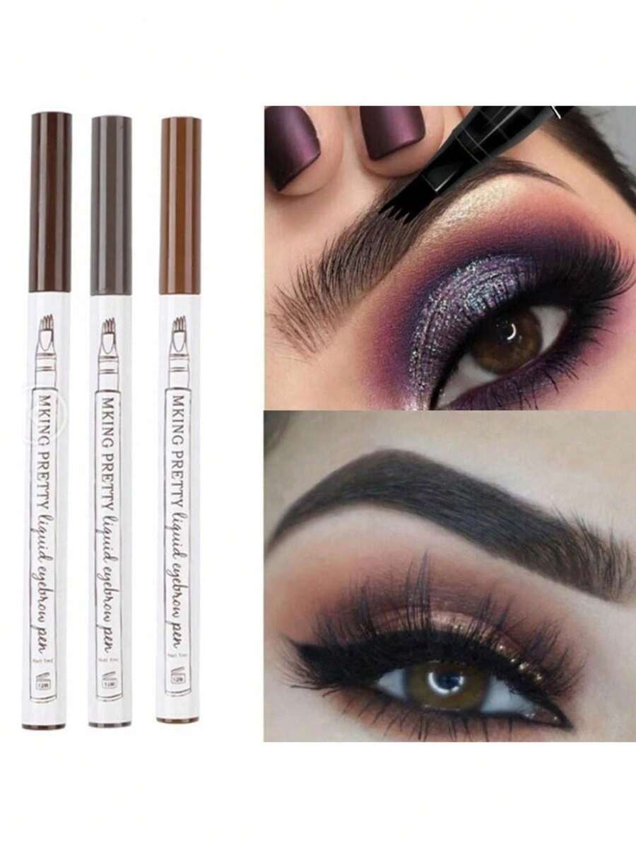 Waterproof Eyebrow Pencil Fork Tip 4 Tips / Eyebrow Pen / Beautiful Eye Highlighter Festa Junina - modelo - 查看 1