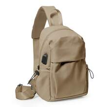 学生单肩包、钱包包、旅行包、带多口袋和 USB 端口的斜挎包、防水多功能包、带可调节肩带的斜挎包、带多隔层和拉链的胸包、适合学生、女孩和男孩的黑色书包 - 多色 - 查看 13