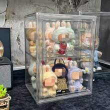 Acrylic Display Case For Collectibles Clear Display Case For Labubu Pop Figures Adjustable Display Case With Magnetic Door