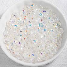 200/300颗/6毫米/8毫米闪光玻璃水晶扁圆形多钻珠，适用于项链耳环和DIY工艺品珠宝制作