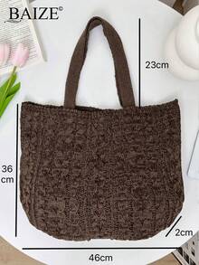 ENBEI Women's Large Capacity Hollow Handbag, Hollow Tote Bag, Shoulder Bag, Beach Wallet, Perfect For Summer, Vacation And Daily Use, Travel Essentials, Holiday Essentials,Mother's Day Gift, Wallet Essentials, Teacher Gift, School Supplies, Beach Tote Bag Beige With Pockets - Black - View 9