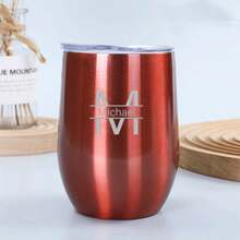 1 件个性化蛋壳杯不锈钢保温杯，U 型大肚杯随行杯，带盖 - 定制不锈钢酒杯、咖啡杯或饮料桶 12 盎司，生日、卧室、家居、特殊场合的理想礼物