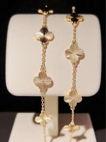 1pc Gold-Plated Clover Bracelet, Suitable For Women Daily Wear, Festival Jewelry Gift