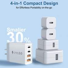 2A2C USB C 插头快速充电，40W 4 端口多 USB 充电器插头美国双端口 PD 电源适配器 +QC 壁式插头多端口电源 Type C 充电插头适用于多人充电、多设备充电、家庭充电需求和办公桌手机充电器多端口快速充电 - 美規A型插(110-127V) - 查看 7
