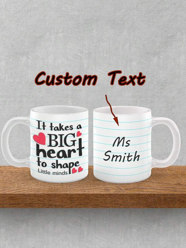 1pc Personalized Teacher Coffee Mug 11oz 300ml White Ceramic Cup With Custom Name – Thoughtful Back To School Gift For Teachers, Teacher Appreciation Week Present, End Of Year Thank You Mug For Her Or Him, Cute Classroom Desk Cup – Perfect For Teacher's Day, Christmas, Birthday Or School Welcome Gift