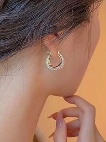 Bộ 3 vòng tay vỏ sò trắng sang trọng, vòng tay kim loại cong, hoa tai tráng men hình chữ U cổ điển bất đối xứng họa tiết hình học, nhẫn dầu giọt men thời trang độc đáo, ngày của mẹ - Nhiều màu - Xem 9