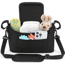 Baby Stroller Bag, Diaper Bag, Large Capacity Stroller Storage Bag, Cup Holder, Bottle Rack, Stroller Accessories, Hanging Bag - Multicolor - View 8