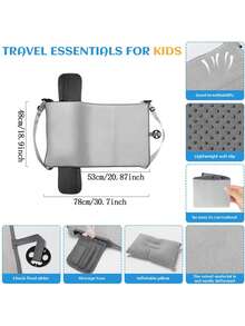 2pcs Baby Airplane Seat Extender, Velvet Infant Travel Seat Cushion, Portable Airplane Travel Bassinet - Grey - View 6