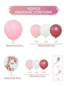 Bộ 102 quả bóng bay màu hồng và trắng, bóng bay trang trí tiệc cưới sinh nhật, bộ trang trí vòm bóng bay - Hồng - Xem 4