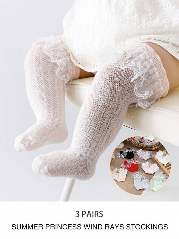 Wrenababy Hot Selling Ins Kindergarten tulle Super Fin et Respirant Style Princesse d'Été Haute Qualité Chaussettes Tricotées pour Filles, Bébé