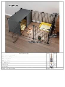 Indoor Small Dog Fence With Toilet Area, Pet Gate For Home, Escape-Proof Dog Playpen Crate