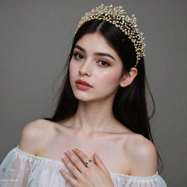 1pc Korean Style Metal Crown, Elegant Bridal Wedding Hair Accessory, Luxury Headpiece For 15*12*6.5cm Occasions
