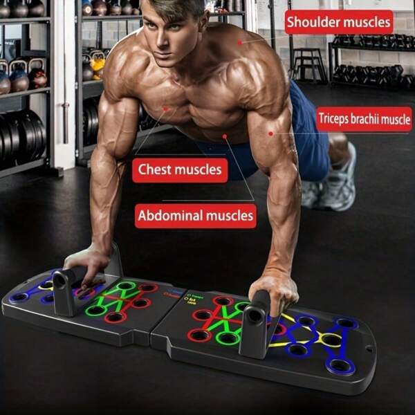 1 Multifunctional Folding Push Up Board - Suitable For Home Fitness And Gym Use, Adjustable Resistance Level, Colorful Anti Slip Surface, Portable And Durable Design, Chest, Shoulder, Triceps And Back Strength Training, Versatile Fitness Level, High-Quality Construction