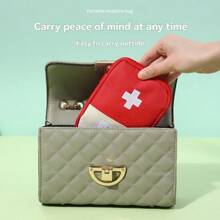 Modische tragbare Handtasche für Medizin für Zuhause und auf Reisen, Erste-Hilfe-Tasche, Tasche für Medizin- und Seuchenschutzutensilien, große tragbare kleine Medizintasche, kleine tragbare Medizintasche, kleine Aufbewahrungstasche, praktische Medizintasche, Mehrzweck