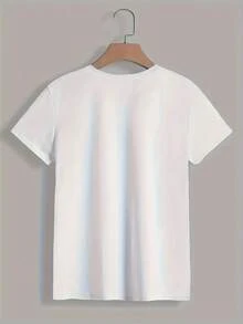 Women's Casual Round Neck Short Sleeve T-Shirt With "That's My Girl" Letter Print For Spring/Summer, Relaxed Sports Top - White - View 2