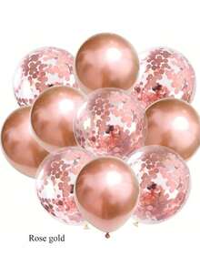 1套10个，现货批发12英寸亮片乳胶气球套装生日/婚礼新娘派对装饰精美纸卡包装