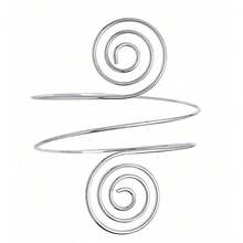 6 件套几何金属叶螺旋新月线手链袖口手镯女士 - 銀色 - 查看 5