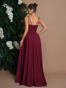 Elisanya Váy dạ hội dài AOSHABABI Burgundy Spaghetti Strap có thể tháo rời, thiết kế chéo cổ chữ V tôn lên vóc dáng thanh lịch, phù hợp với mọi dịp trang trọng, lễ hội âm nhạc, dạ tiệc, đám cưới, tiệc tùng, tốt nghiệp, hẹn hò, ngày lễ và phù dâu - Màu Đỏ Sâu - Xem 7