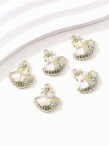 10/20pcs Random Assorted Golden Alloy Starfish, Jellyfish, Shell Charm Pendant, DIY Jewelry Making Supplies - Multicolor - View 3