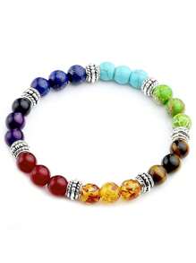 1 pieza Pulsera de curación de energía de Chakra, pulsera de cuentas de equilibrio de yoga con turquesa volcánica, regalo de joyería para fiesta