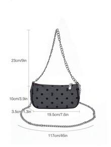 新款百搭牛仔水钻装饰小方包，女士时尚链条单肩包，日常/工作使用，单肩/斜挎包，送礼佳品 - 黑色 - 查看 9