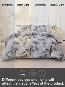 3pcs Butterfly Pattern Bedding Set (1 Duvet Cover And 2 Pillow Shams), Soft And Skin-Friendly, Suitable For All Seasons - Multicolor - View 9