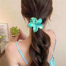 3pcs Colorful Tie-Dye Lily & Hydrangea Design Simple Elegant Claw Hair Clips, Versatile Beach Style For Women Hair Accessories Elegant Hair Claw Women Claw Clips