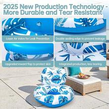 [2025 New Model] Pool Floats - Inflatable Pool Floats With Cup Holders,Unibody Pool Lounger Float With Handle,Ideal Pool Toys For Pools,Beach,Lakes, Rivers,Water Party 2025 Beach Vacation Essentials - P3 - 查看 4