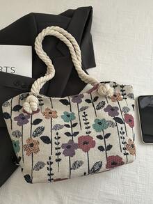 时尚撞色花朵印花可爱单肩包，适合逛街、钱包、购物、年轻女性、大学生、新人、白领。非常适合办公室、大学、工作、商务、通勤、户外活动、旅行和郊游 - 彩色 - 查看 8