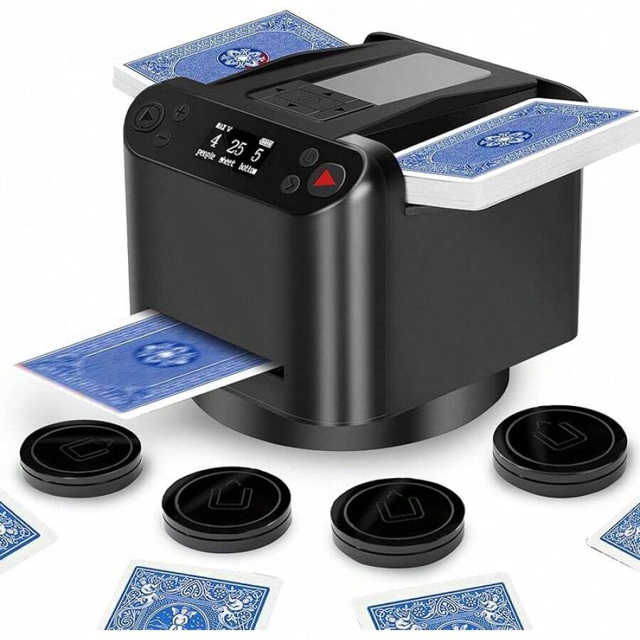 Automatic Card Shuffler And Dealer 360°Rotating 2 Decks Card Dealer - Black - View 1