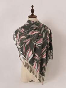1pc Floral Printed Polyester Casual Scarf, Winter