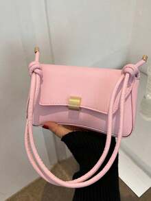 Vintage Lightweight Business Casual Black Flap Bag, Vintage Knotted Detail, PU Material, Suitable For Teenage Girls, Women, College Students, Young Professionals, And Office Workers, Perfect For Office, University, Work, Business, Commuting, Outdoor Activities, Travel, And Hiking - Multicolor - View 8