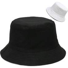 Unisex Reversible Bucket Hat For Beach And Fishing - Black White - View 1