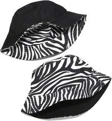 Unisex Reversible Bucket Hat For Beach And Fishing - 斑馬 - 查看 2