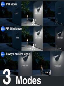 A Pack Of 1 Outdoor Solar Wall Light With 5 Heads, Featuring A Freely Rotating Design For A Wide Illumination Range, 2-Person Sensor, 3 Remote Control Modes, A Large Solar Panel For Charging, Extended Standby Time, Easy Installation, Suitable For Porch Wall Lighting.