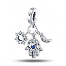 1 Unidade Colar Pingente de Prata Esterlina 925 Criativo DIY: De Anjos Inocentes a Símbolos Misteriosos, Decorar Estilo Exclusivo, Design de Nicho! Interpretando Engenhosidade Única em Prata e Azul, Cada Peça Tem Uma História Única, Fazendo Joias Exquisitas e DIY Seus Próprios Encantos...