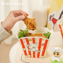 CRAYON SHINCHAN Bol ceramic creativ pentru chipsuri de cartofi Crayon Shin-Chan, bol pentru salată de fructe drăguț, asemănător desenelor animate, bol mare pentru tăiței instant, aspect comercial de înaltă calitate