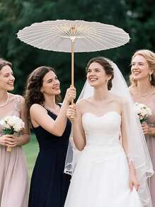 Abanico de papel blanco con forma de corazón - Parasol de estilo chino japonés para pintura DIY, boda, ducha nupcial, fotografía, decoración de fiesta