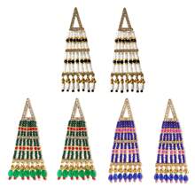 1 Pair Of Zinc Alloy Plated With 18k Gold Colored Rice Beads, Triangular Shaped Earrings, Faux Pearl Sticky Water Diamond Bohemian Style Women's Earrings, Daily Summer Beach Vacation Earrings
