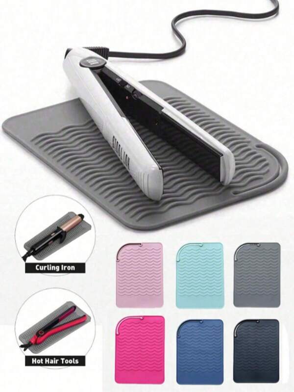 1 pieza Estera para herramienta de peinado caliente, Estera universal resistente al calor para plancha y rizador de pelo, para almacenamiento y viaje, Estera de silicona resistente al calor para almacenamiento de herramientas de peinado, Proteja sus herramientas de peinado con esta almohadilla de aislamiento de calor de silicona antideslizante para restaurante, hotel y comercial
