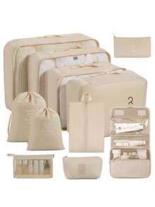 11pcs/Set Travel Organizer Bags, Multifunctional Packing Cubes, Cosmetic Case, Garment Bag, Zipper Pouch, Tote Bag, Mesh Bag, Shoe Bag, Drawstring Bag, Universal Bag, Underwear Bag, Luggage Bag, Jewelry Bag, Makeup Bag, Large Capacity, Portable, Mesh, Space Saving, For Clothes, Pants, Underwear, Toiletries, Shoes, Daily Items, Travel Storage, Multipurpose Pouches, Pants, Shoes, Jeans, Boots, Skirts, Bedroom, Organizer Bag, Home Storage