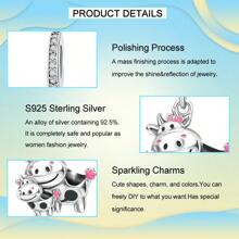 tiantianxue 1pc Silver-Plated Elegant High-Quality Jewelry DIY Cute Little Cow Pendant, Suitable For Women Bracelet/Anklet/Necklace DIY Jewelry Making, Valentine's Day Gift, Fashion Accessories