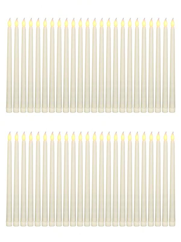 48 Pcs Beige Flameless Taper Candles Bulk LED Taper Candles Sticks Battery Operated For Christmas Birthday Wedding Party Church Table Decoration