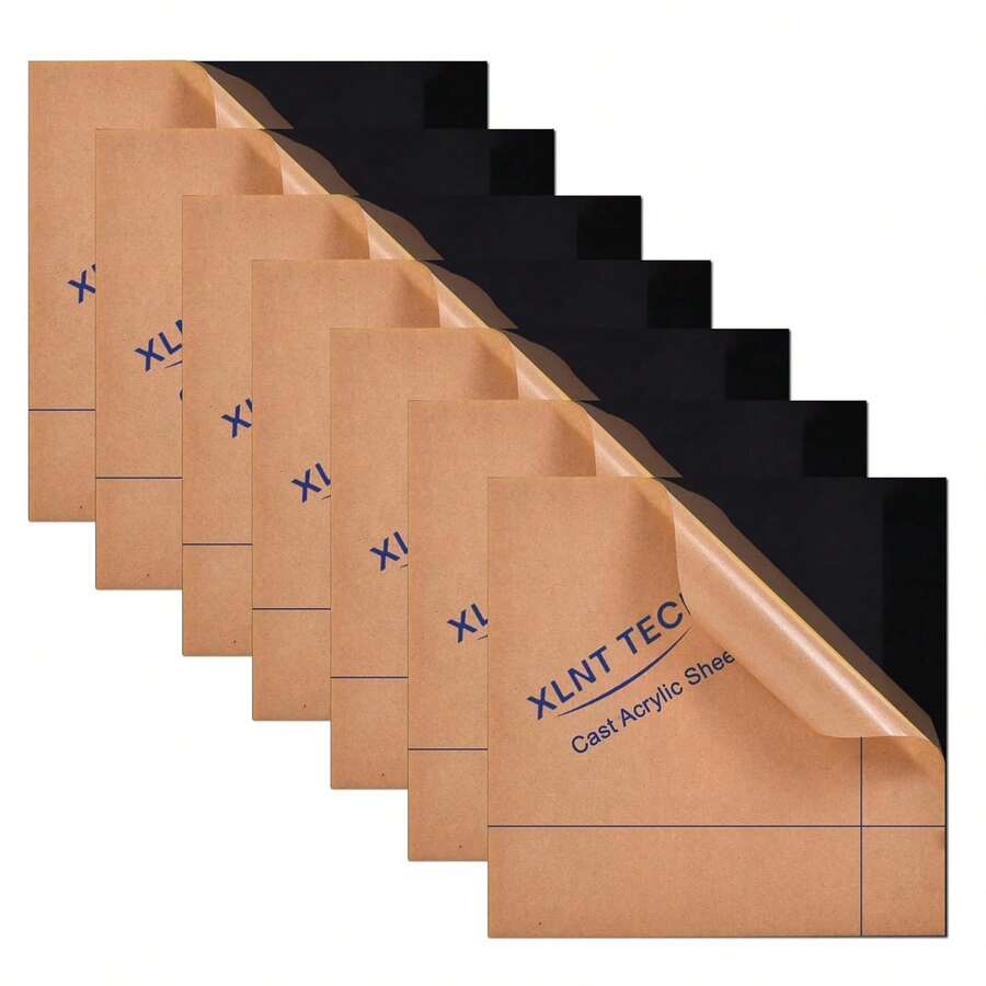 6 PCS Black Cast Acrylic Opaque (No-Transparent) Plastic Sheet 8 X 8 Inch (.118" Thick), For Signs, DIY Projects. - 黑色 - 查看 1