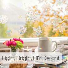 1 Roll Window Privacy Film Rainbow Window Film Decorative Window Sticker, 3D Static Stained Glass Cling Window Tint For Home Heat Control Non-Adhesive Window Glass Films For Office Gift Installation Tools