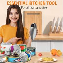 1pc Electric Can Opener, Easy-To-Use Smooth-Edged Electric Can Opener, Suitable For Elderly, Kitchen Gadget, Outdoor Camping Gear, Requires 2pcs AA Batteries
