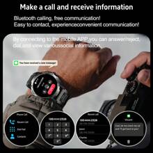 GUHUAVMI 1pc Outdoor Sports Smart Watch, 1.53inch HD Screen, With LED Flashlight, Wireless Call, Info Push, Compass, Heart Rate/Sleep Monitoring, Fitness Tracker Smartwatch, IP67 Waterproof Watch For Men Women, Suitable For Android IOS